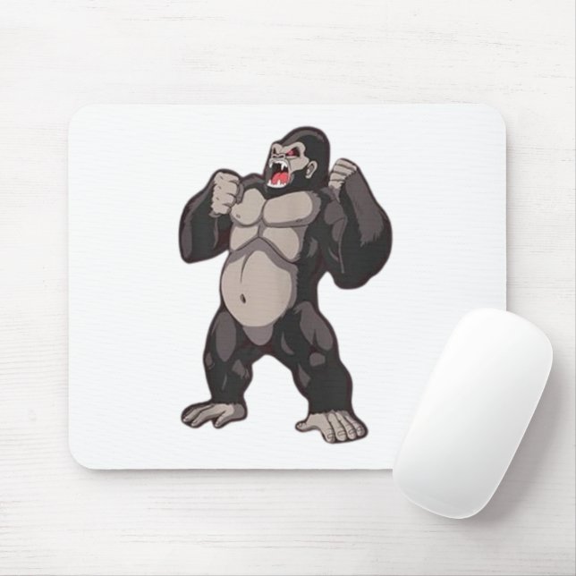 Tapis De Souris Gorille qui rugit singe grand singe (Avec souris)