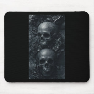 Tapis De Souris Gothique esthétique Grunge Crâne Art Botanique Edg