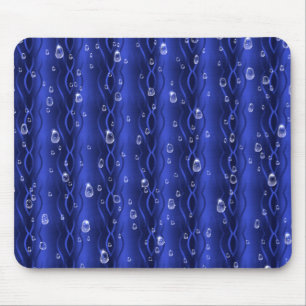 Tapis De Souris gouttes de pluie sur le métal bleu