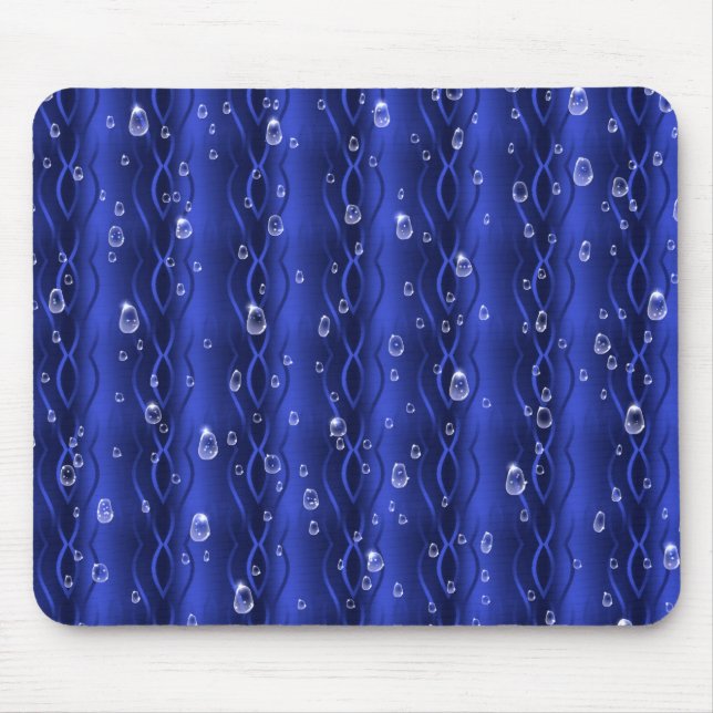 Tapis De Souris gouttes de pluie sur le métal bleu (Devant)