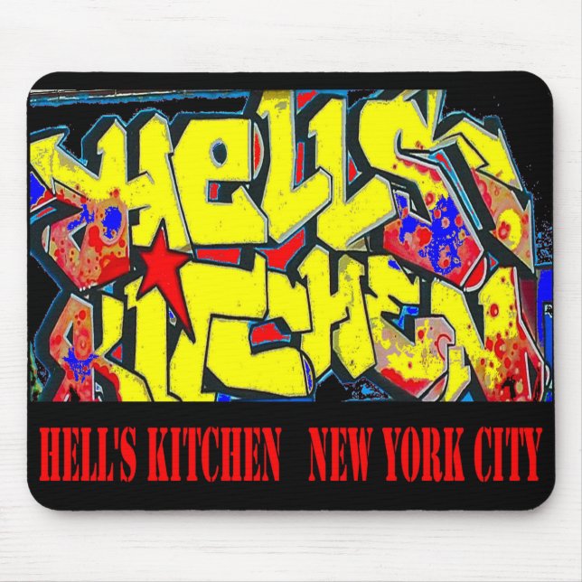 Tapis De Souris Graffiti de rue de la cuisine NYC de l'enfer (Devant)