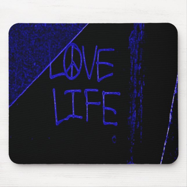 Tapis De Souris Graffiti "Love Life" Neon Blue Pad (Devant)