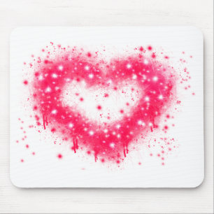 Tapis De Souris Graffiti peinture rose brillant design coeur