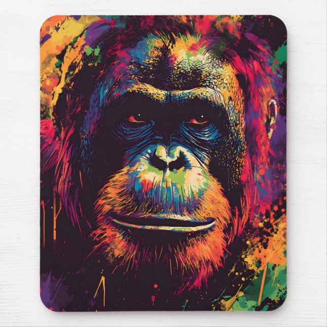 Tapis De Souris Graffiti sauvage Gorille de la jungle urbaine (Devant)