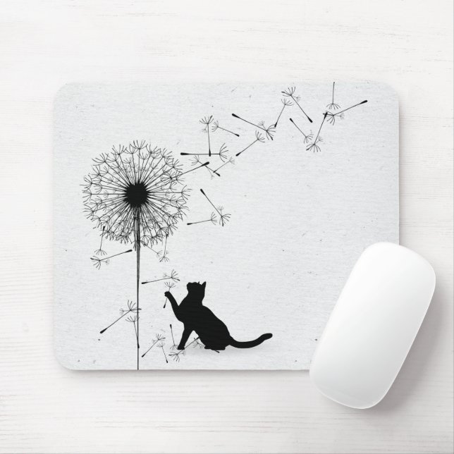 Tapis De Souris Graines de chats noirs et de pissenlit (Avec souris)