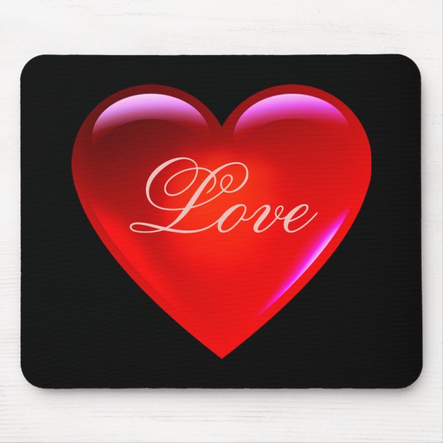 Tapis De Souris Grand coeur d'amour rouge/beaucoup d'amour/coeur a (Devant)