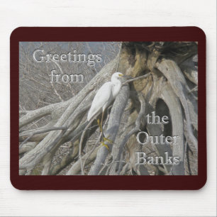 Tapis De Souris Grande aigrette (Ardea alba) OBX Banques extérieur