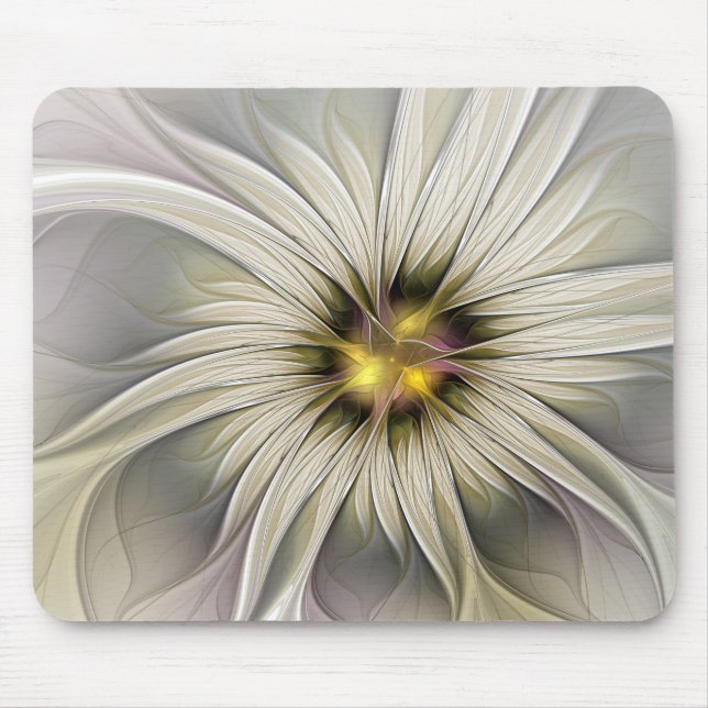 Tapis De Souris Grande Fleur d'ivoire, Abstrait Art Fractal Modern (Devant)