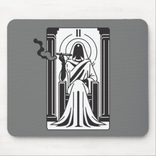 Tapis De Souris Grande Prêtresse du Tarot Fumant de l'Herbe Occult