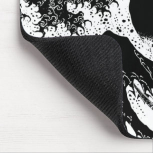 Tapis De Souris Grande vague au large de Kanagawa Black and White