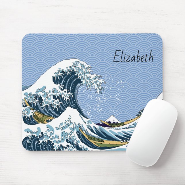 Tapis De Souris Grande vague au large de Kanagawa Personnalisé (Avec souris)