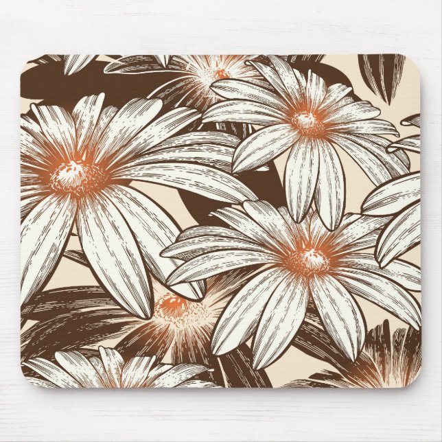 Tapis De Souris Grandes fleurs blanches (Devant)