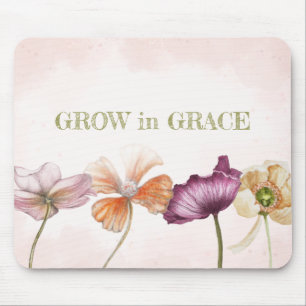 Tapis De Souris Grandir dans l'aquarelle rose de grâce Floral