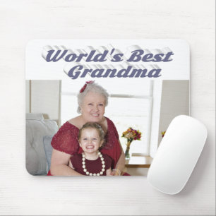 Tapis De Souris Grandma Photo typographie grise