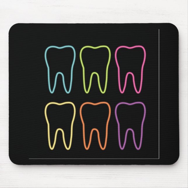 Tapis De Souris Graphique au néon de dent pour le dentiste (Devant)