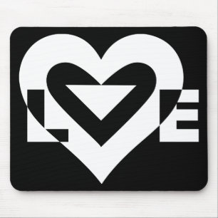Tapis De Souris Graphique d'amour cool, blanc