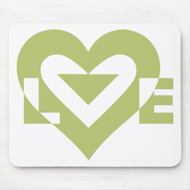 Tapis De Souris Graphique d'amour cool, Vert Sage (Devant)