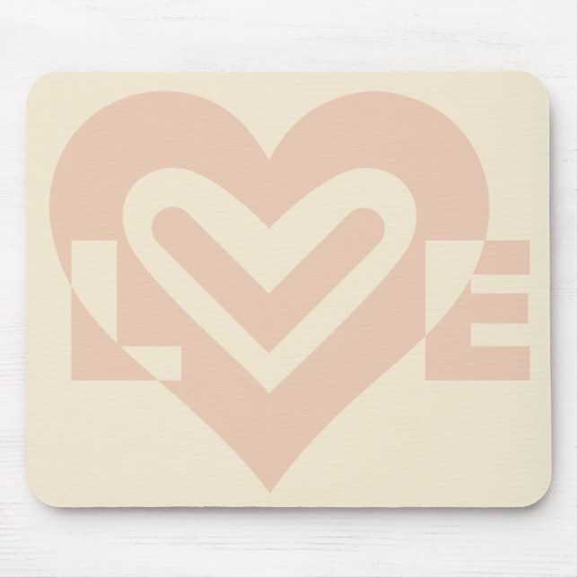 Tapis De Souris Graphique d'amour mignon en beige (Devant)