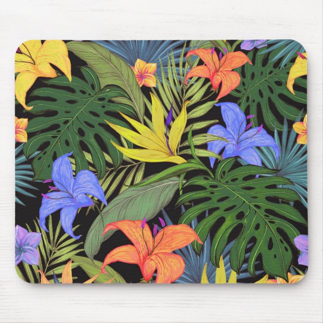 Tapis De Souris Graphique de fleur d'Aloha de Hawaii tropical (Devant)