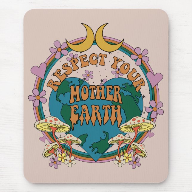 Tapis De Souris Graphique de la Terre mère rétro des années 70 (Devant)