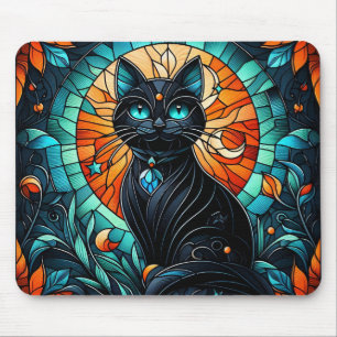 Tapis De Souris Graphique en verre de chat noir