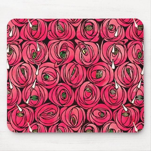 Tapis De Souris Graphique rose Art Nouveau Rennie Macintosh (Devant)