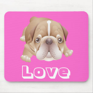 Tapis de souris graphique rose chiot Bouledogue an