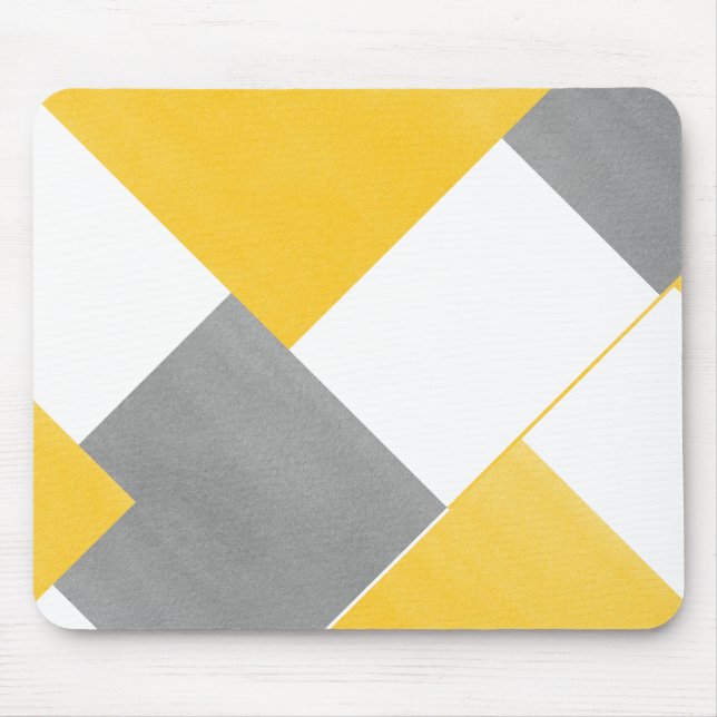 Tapis De Souris Gray jaune blanc géométrique (Devant)