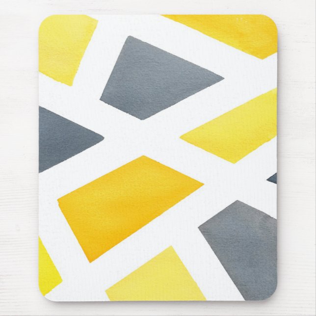 Tapis De Souris Gray jaune géométrique (Devant)