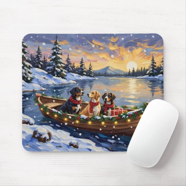 Tapis De Souris Greater Swiss Mountain Dog Christmas Boat Holiday (Avec souris)