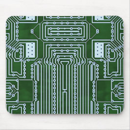 Tapis De Souris Green Computer Circuit Board White Lines Motif
