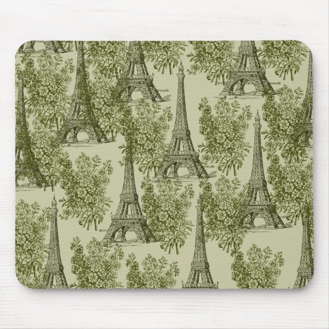Tapis De Souris Green Floral Paris Tour Eiffel (Devant)