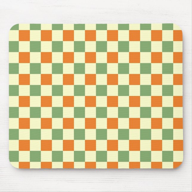Tapis De Souris Green Orange Brown À damiers En vichy Motif (Devant)