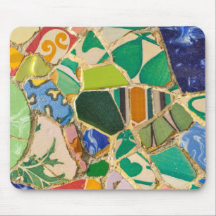 Tapis De Souris Green Parc Guell Tiles à Barcelone Spain