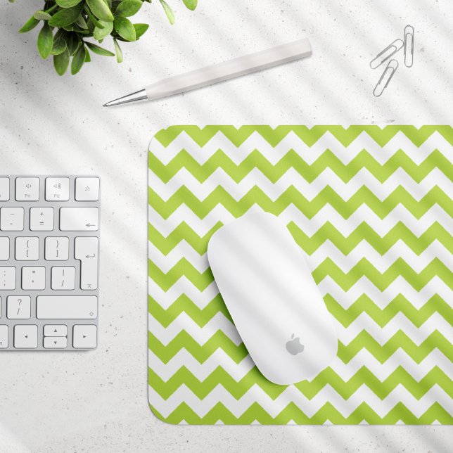 Tapis De Souris Green Zigzag, Green Chevron, Motif géométrique (Créateur téléchargé)