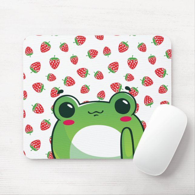 Tapis De Souris Grenouille à fraise Kawaii (Avec souris)