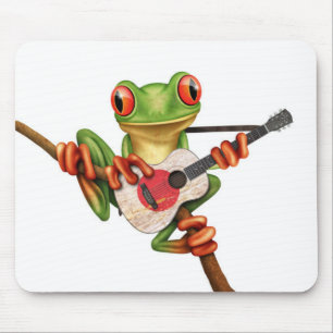 Tapis De Souris Grenouille d'arbre jouant le blanc japonais de