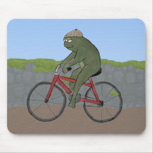 Tapis De Souris Grenouille de monsieur sur une bicyclette Mousepad