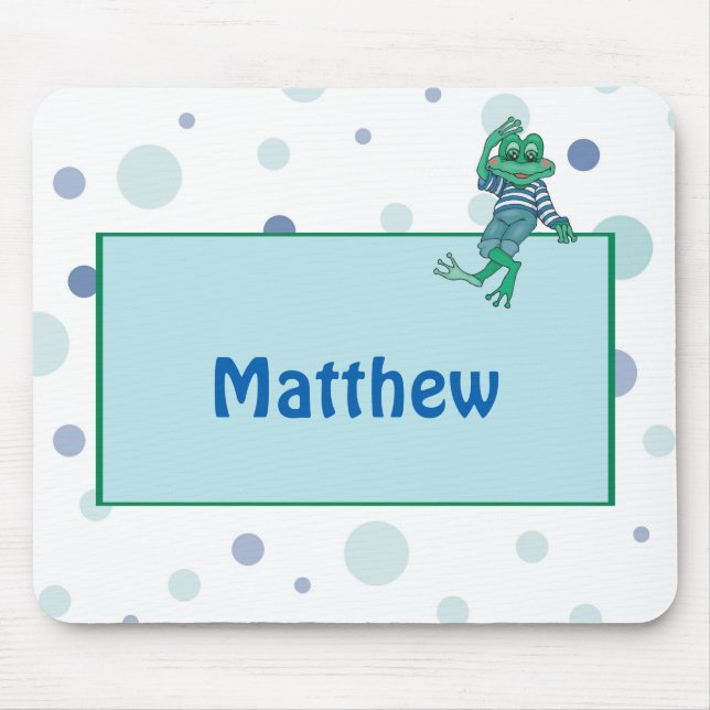 Tapis De Souris Grenouille en Jeans, Anniversaire, Pois (Devant)