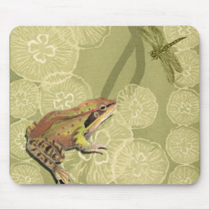 Tapis De Souris Grenouille et libellule sur des nénuphars