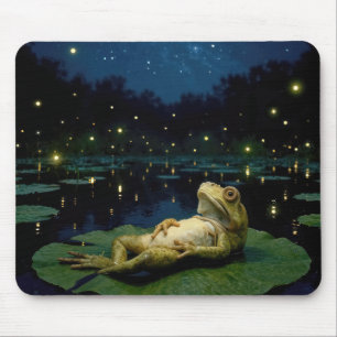 Tapis De Souris Grenouille regardant les étoiles et les lucioles