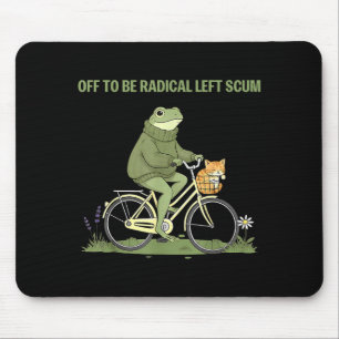 Tapis De Souris Grenouille rétro de vélo chat parti pour être un g