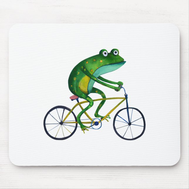 Tapis De Souris Grenouille Sur Vélo (Devant)