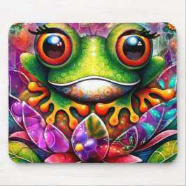 Tapis De Souris Grenouille Whimsical Peinture Abstraite Art Floral