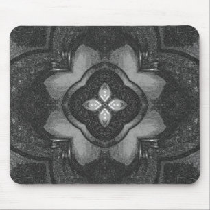 Tapis De Souris Grey Black Pencil Floral Pattern