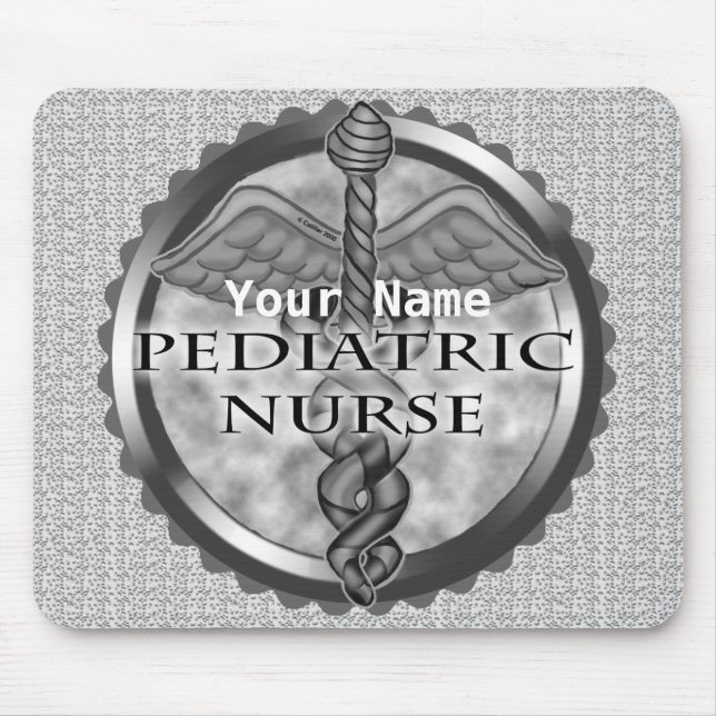 Tapis De Souris Grey caduceus Infirmière pédiatrique (Devant)