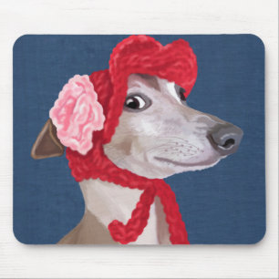 Tapis De Souris Greyhound avec le Casquette Red Wooly