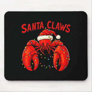 Tapis De Souris Griffes du Père Noël drôle homard de Noël avec lum
