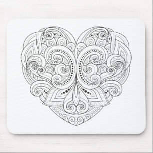 Tapis De Souris Griffonnage abstrait de coeur