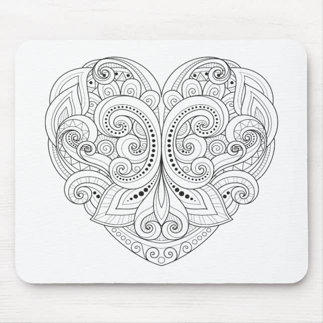 Tapis De Souris Griffonnage abstrait de coeur (Devant)